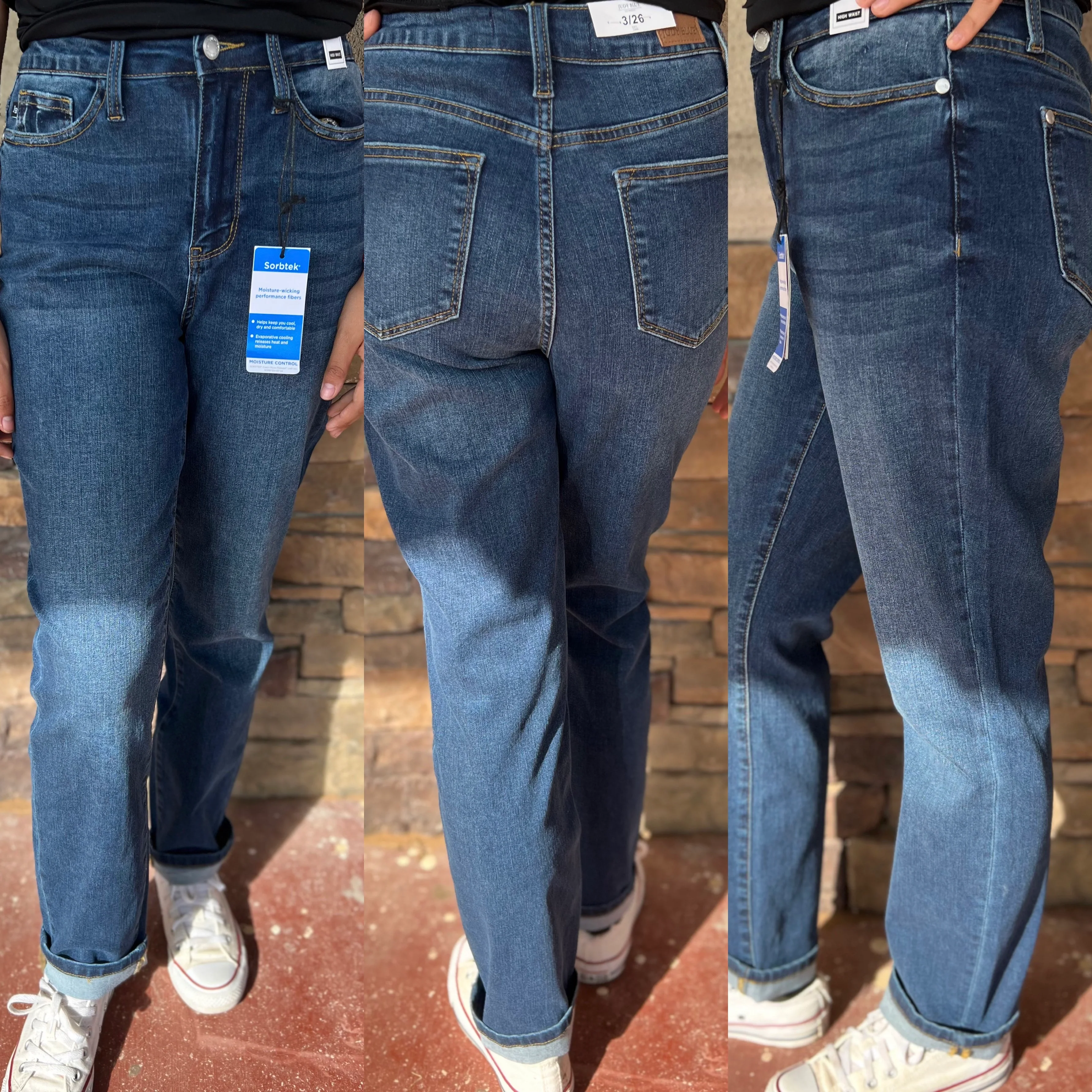 RENEE JUDY BLUE BOYFRIEND JEANS- DK WASH - Image 3